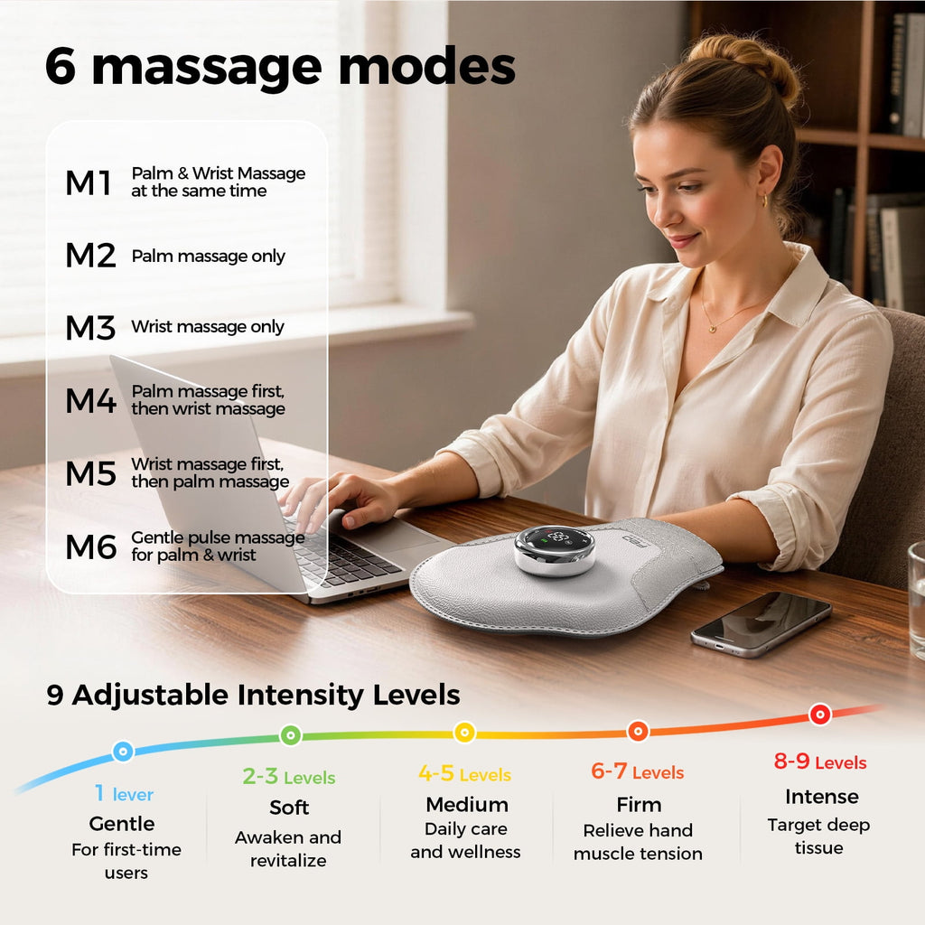FED Fitness Wireless hand massager with heating function, air compression massage, 9 pressure settings, 6 modes, a portable hand massager suitable for various settings