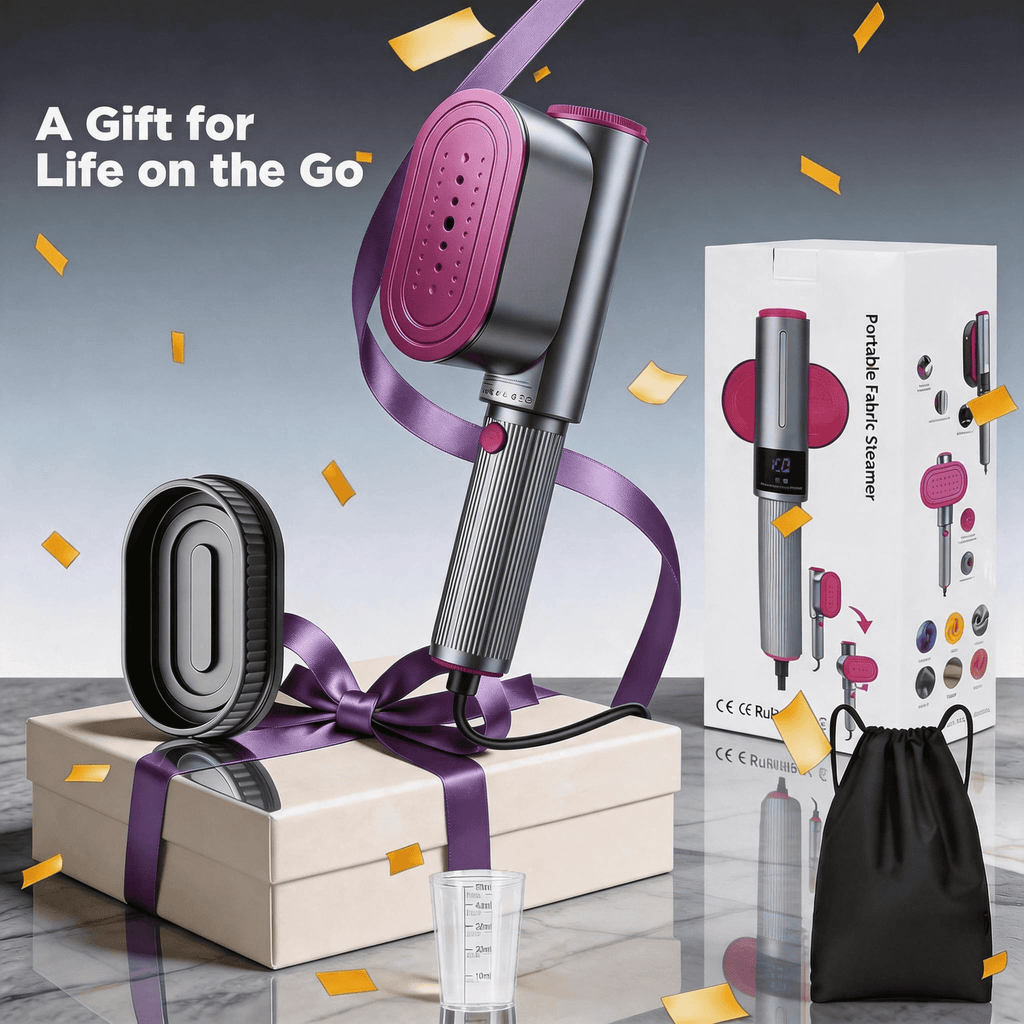 VAMOUT Travel Steamer for Clothes, 1200W Portable Garment Steamer & Iron 2 in 1, with LED Display & 90° Rotatable Handle for Home & Travel