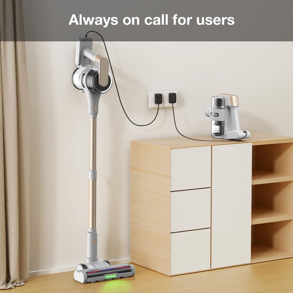 MOOSOO Cordless Vacuum Cleaner, 4-in-1 Lightweight Stick Vacuum 60 Mins Runtime for Pet Hair, Hard Floor & Carpet, White